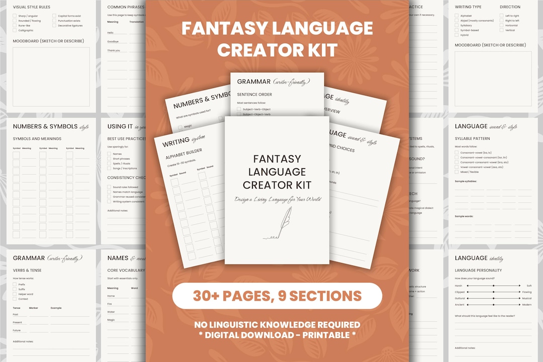 Fantasy Language Creator Workbook | Worldbuilding Conlang Guide (PDF ...