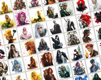 Pacchetto di illustrazioni di personaggi fantasy: oltre 80 immagini mitologiche (PDF)