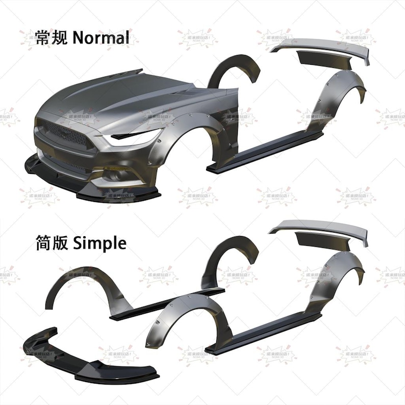 1/24 Ford Mustang GT4 LBWK Widebody Kit for Tamiya 24354, Resin Car ...