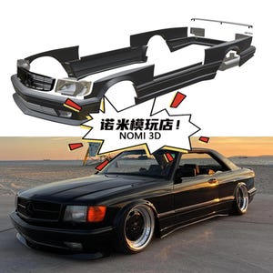 May include: A black coupe car with custom body kit parts displayed above it. The car has a sleek design with chrome rims and a low profile. The image includes the text "诺米模玩店! NOMI 3D".