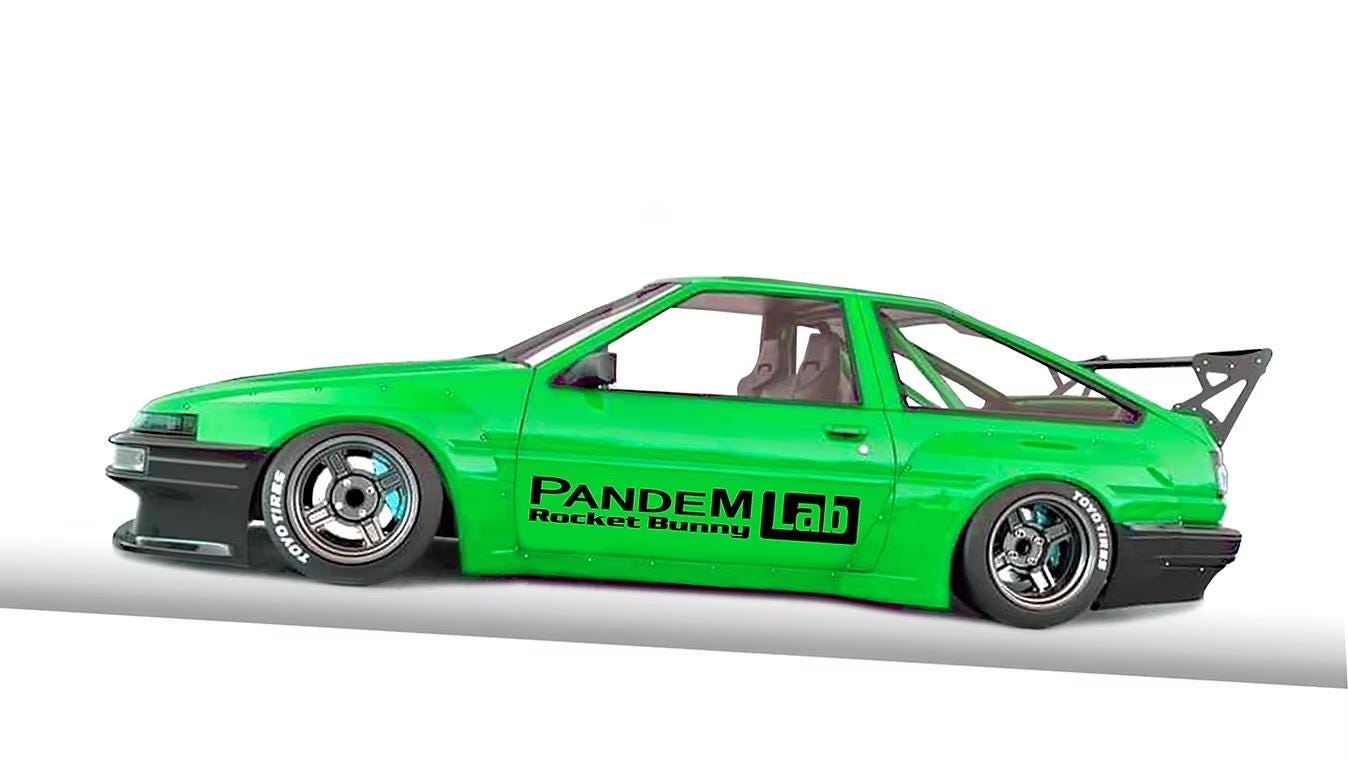 1/24 Toyota AE86 Pandem-style Widebody Kit, for Aoshima, Resin Car