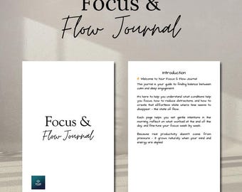 Focus & Flow Journal | Mindful Productivity and Focus Planner | ADHD-Friendly Daily Reflection Printable