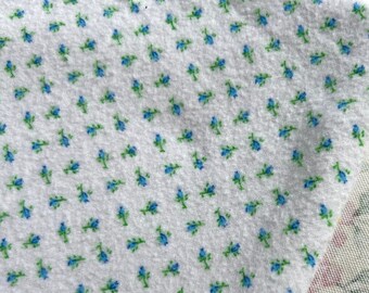1.5 yards - 1980's Blue Calico Flannel Fabric