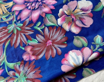 1.5 + yards - 1980's Shiny Large Scale Floral Cotton Fabric by Cranston