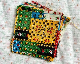 1980's Cheater Patchwork Mini Quilting Scrappy Squares