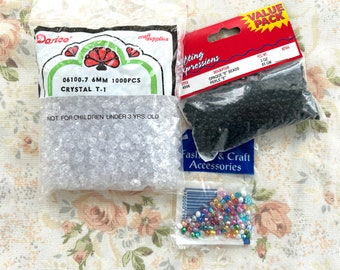 Vintage Bundle of Beads - Crystal, Black, Rainbow