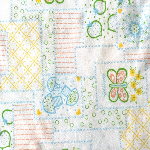 Remnant - 1970's Butterflies and Mushroom Flannel Fabric