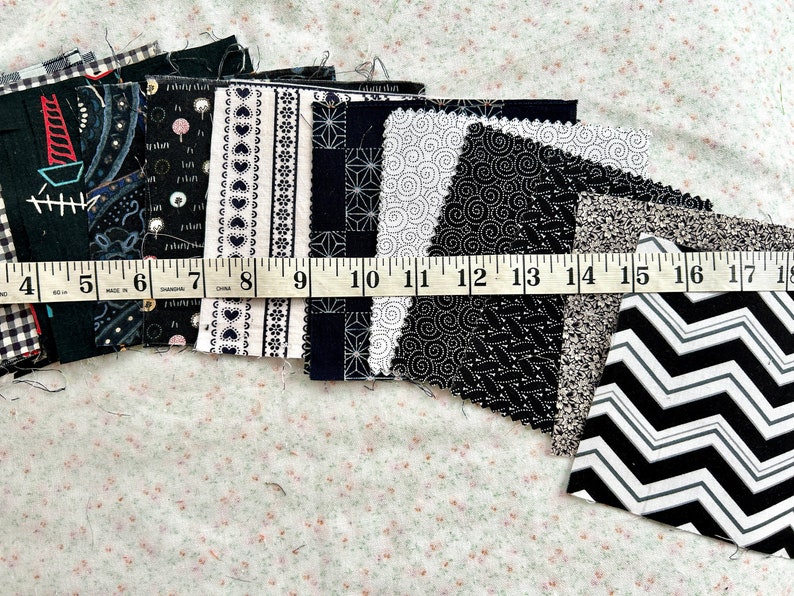 1990's 5 Black and White Accents Quilting Squares 36 pieces image 4