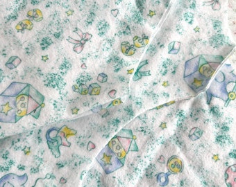 1980's Baby Flannel Fabric Scrap Bundle