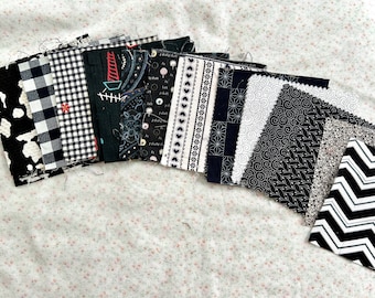 1990's 5" Black and White Accents Quilting Squares (36 pieces)