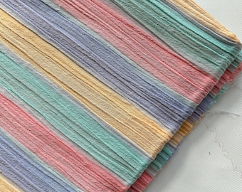 1 yard - Vintage Colorful Striped Crinkle Fabric