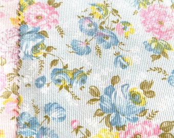 1960's Brushed Corduroy Floral Fabric Remnants