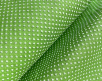 By the Yard - 1980's Lime Green Flocked Dot Fabric