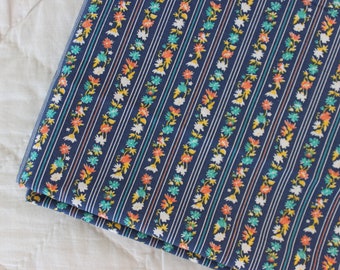 BTY -  1980's Floral Pinstripe Cotton Fabric