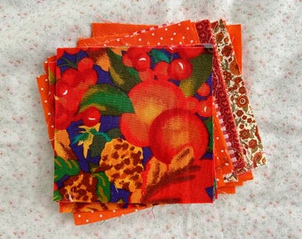 1980's 5" Orange Accents Quilting Squares