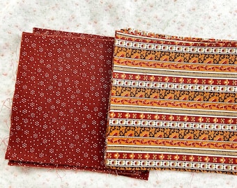 1970's 5" Rust Florals Quilting Squares (50 pieces)