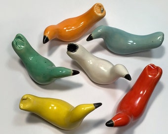 Little Birdies in Solid Colors, Ceramic Art Sculptures in Bold Colors, Bird Lover Gift, Hummingbird Art