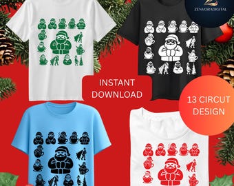 Grumpy Santa SVG Bundle, Funny Christmas Clipart (Instant Download)