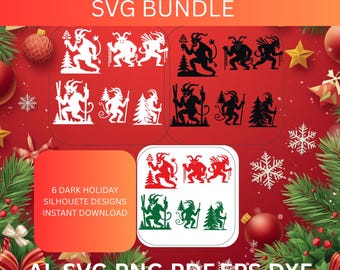 Krampus Silhouette SVG Bundle | 6 Dark Christmas Designs (Digital Download)
