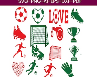 Soccer SVG Bundle, Football Clipart (Digital Download)