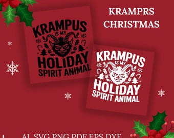 Krampus Holiday Spirit Animal SVG – Funny Gothic Christmas (Digital Download)BY ZENVORADIGITAL