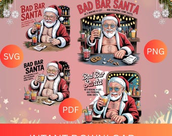 Funny Drinking Santa SVG Bundle, Rude Christmas Design (Digital Download)