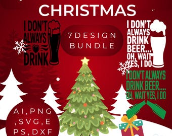 Christmas Beer Quote SVG Bundle | Bar Humor Design (Digital Download)