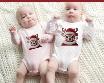 Knit Reindeer Clipart, Christmas Amigurumi Rudolph, Kawaii PNG (Digital Download)
