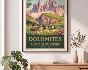 Dolomites Vintage Travel Poster framed print | Poster