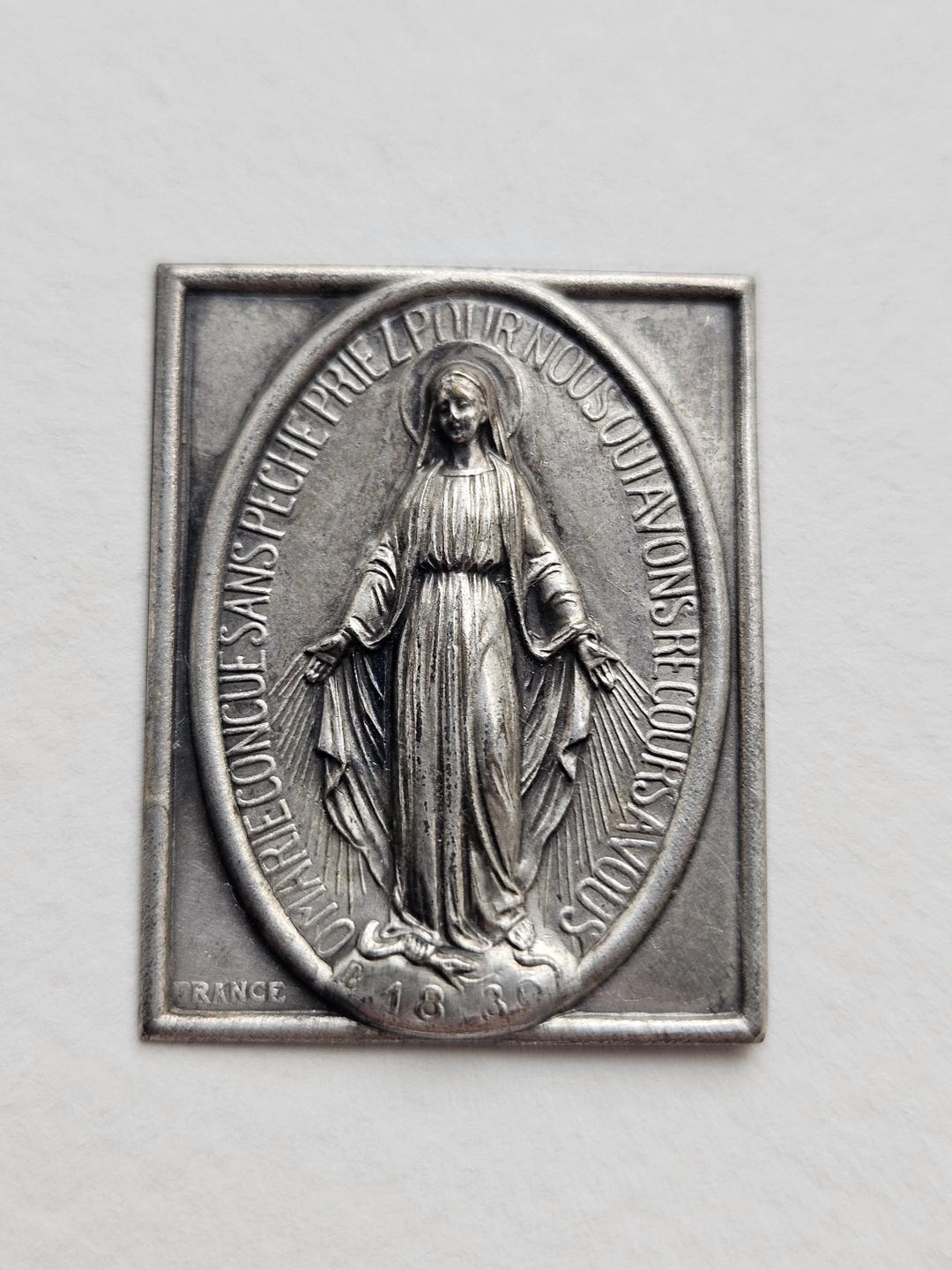 Rare 1830 Miraculous Medal Pocket Plaque | Antique French Virgin Mary ...
