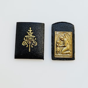 Vintage Catholic Pocket Scapular St Joseph Guardian Angel 1.4"