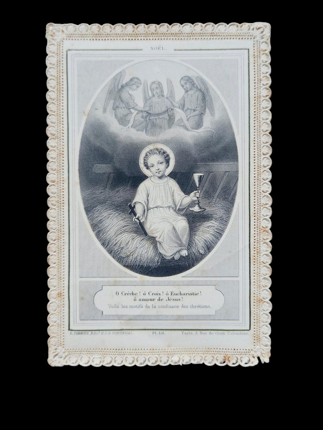 Antique French Lace Holy Card 19thc Baby Jesus Christmas Canivet - Etsy