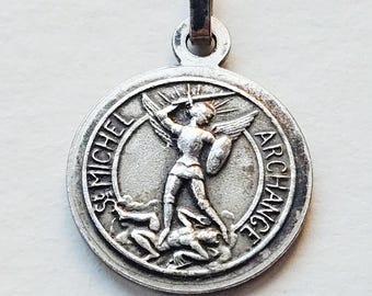 Vintage St Michael the Archangel and Guardian Angel medal