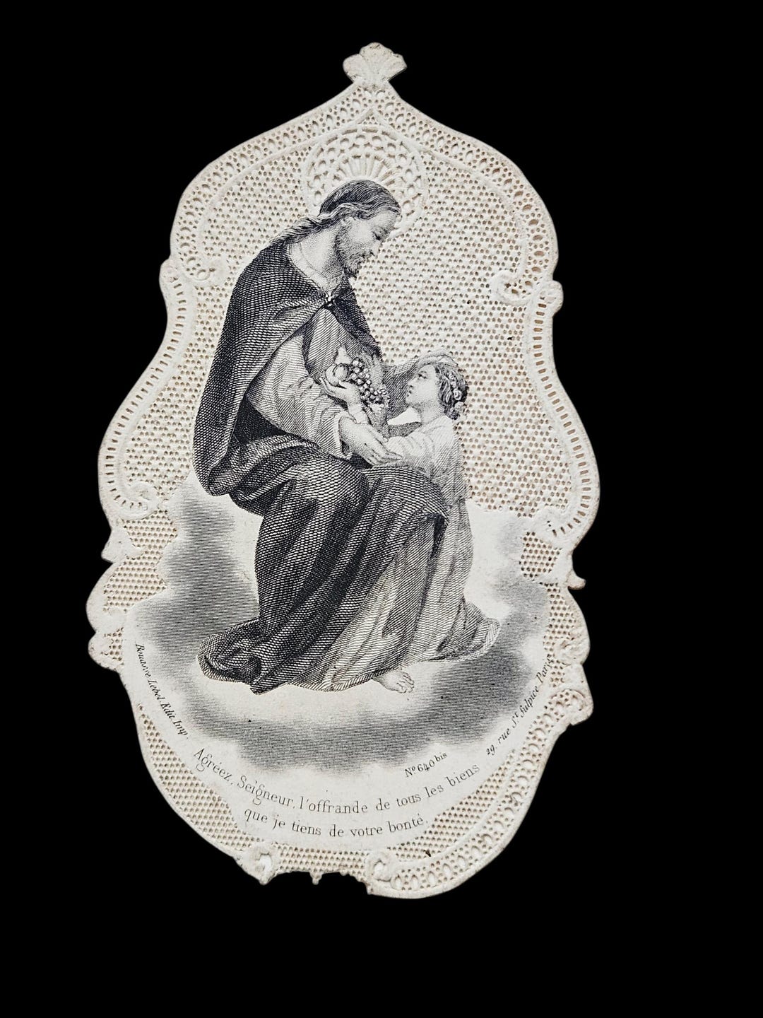 Antique French Holy Card Paper Lace Dopter Paris - Etsy