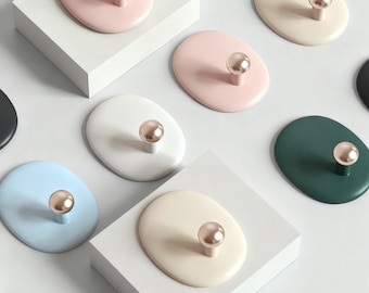 Ganchos de pared coloridos para proyectos de bricolaje: toallas de baño, abrigos, llaves, ganchos adhesivos ovalados, ganchos para perchas de pared hechas a mano, decoración de habitación infantil