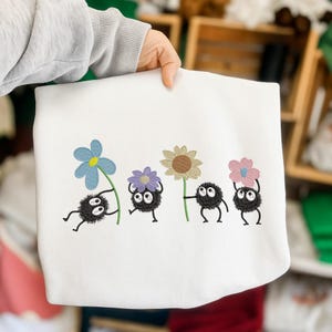 Cute Soot Sprite  Cartoon Flower Characters Embroidery Design, Instant Download Dst Pe