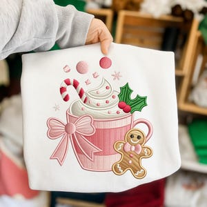 Christmas Hot Cocoa, Gingerbread Man Candy Cane Mug  Embroidery Design, Instant Download Dst Pe