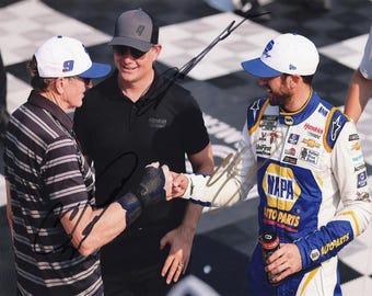 3X Autographed Chase Elliott / Jeff Gordon / Bill Elliott #9 Race Win Victory Lane (Triple Signed) 8x10 Inch Picture NASCAR Glossy Photo COA