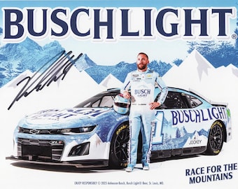 Autographed 2025 Ross Chastain #1 Busch Light Camaro (Official Hero Card) Trackhouse Racing Signed 8x10 Inch Picture NASCAR Photo with COA