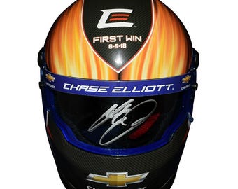 Autographed 2018 Chase Elliott #9 Watkins Glen Victory (First Cup Series Win) Signed Official NASCAR Replica 1/2 Scale Mini Helmet with COA