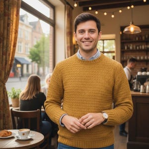 Casual Smart Style – Man in Light Blue Sweater and Jeans