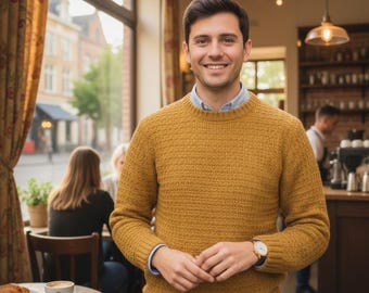 Casual Smart Style – Man in Light Blue Sweater and Jeans