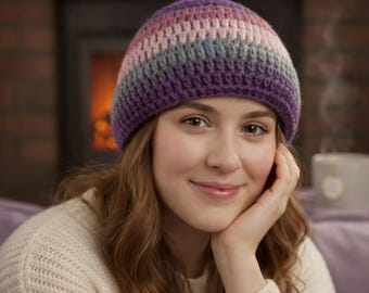 Striped Crochet Beanie Pattern | Beginner-Friendly Winter Hat (PDF Pattern)