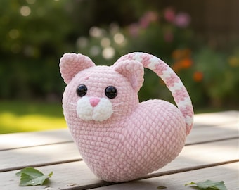 Heart Cat & Bunny Crochet Pattern PDF | Plush Amigurumi Heart Animals | Super Bulky Yarn 4.5mm Hook | 6–10 in Crochet Toy Tutorial