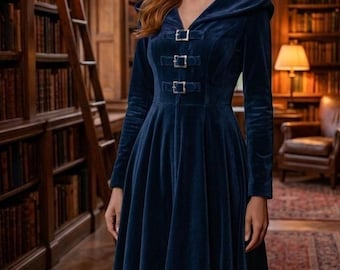 The Sapphire Nocturne Gown: Hooded Medieval Coat Sewing Pattern | Renaissance Cosplay Cloak (PDF)