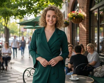 Wrap Jumpsuit Sewing Pattern | Flounce Sleeves, Tie Waist (PDF Digital Download)