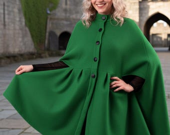 Cape Coat Sewing Pattern | PDF Download | Women’s Winter Cape with Collar & Button Front | Digital Sewing Tutorial | Sizes 00–32