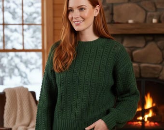 Textured Bead Stitch Pullover Crochet Pattern | Balloon Sleeve Sweater Crochet Pattern | Modern Handmade Jumper Crochet Pattern