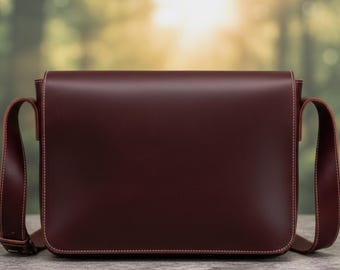 Leather Messenger Bag Sewing Pattern | PDF Crossbody Bag Pattern with Zipper & Magnetic Snap | DIY Leather Shoulder Bag for Men or Women
