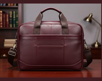 Leather Briefcase Sewing Pattern | PDF Laptop Bag Pattern with Zipper & Handles | DIY Leather Work Bag Pattern for Men and Women